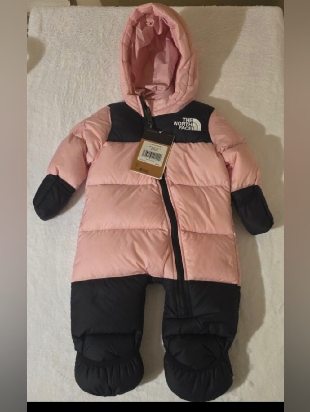 The North Face Infant Hooded Snowsuit in Pink and Black